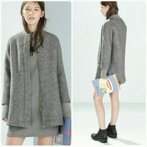 Zara M Gray Marl Wool Coat
